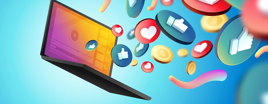Ilustração de ferramentas de marketing digital reunidas